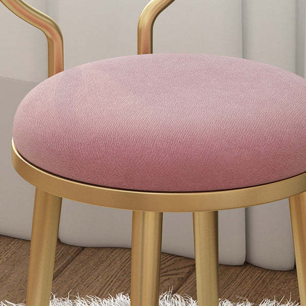Minimalist Round Velvet Leather Metal Vanity Stool