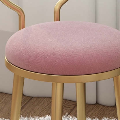 Minimalist Round Velvet Leather Metal Vanity Stool