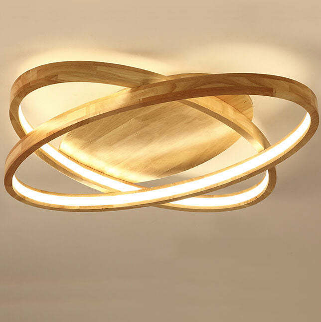 Nordic Wooden Oval LED Flush Mount Light