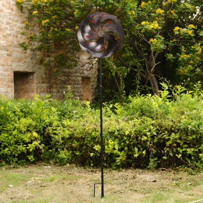 Vintage Iron Wind Spinner Garden Stake Lights - 2-Pack Solar Pathway Decor-Lighom