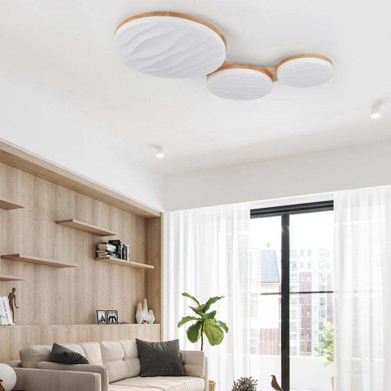 Nordic Wood Frame Acrylic Round LED Flush Mount Light