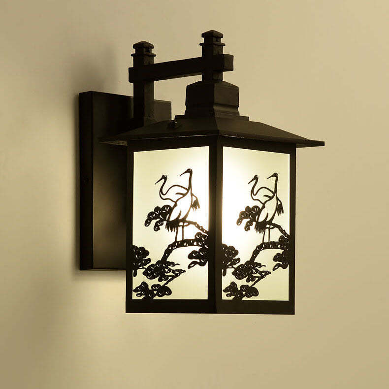 Chinese Rectangle Galvanized Zinc Alloy Wall Sconce
