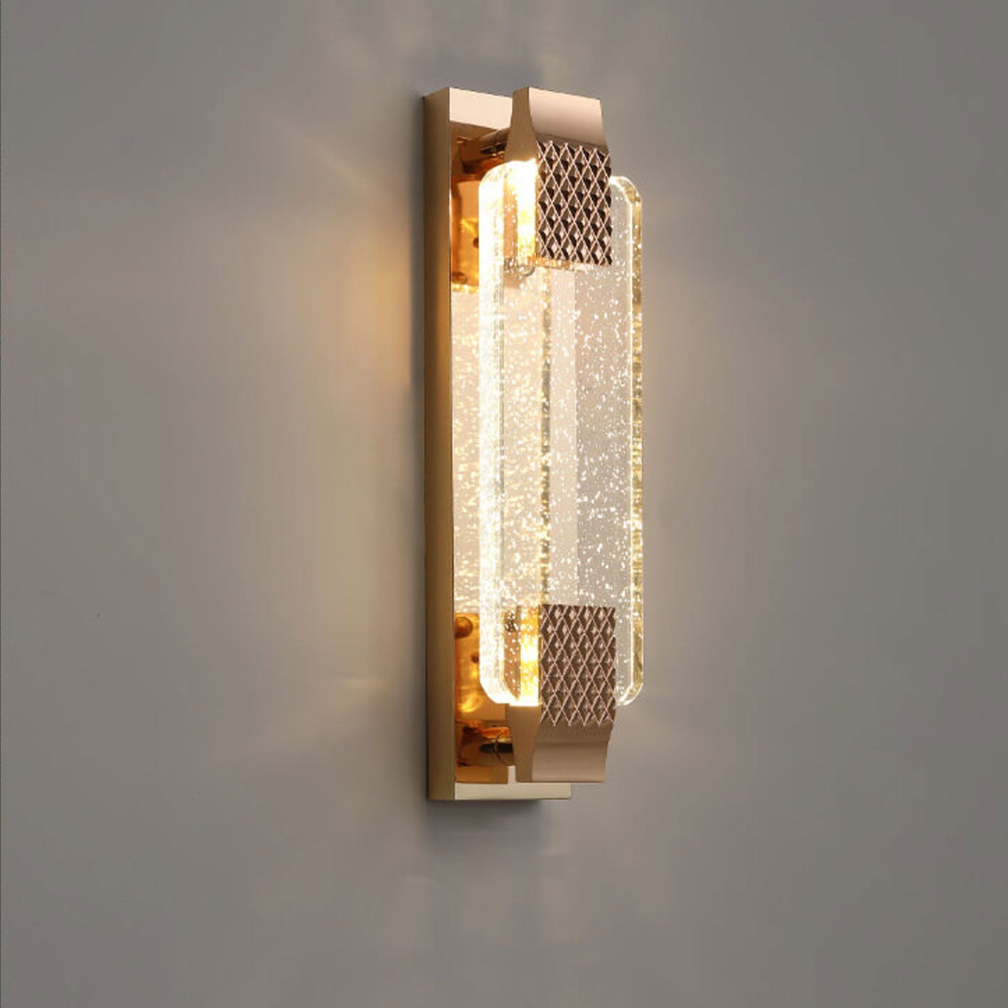 European Rectangular Bubble Crystal LED Sconce
