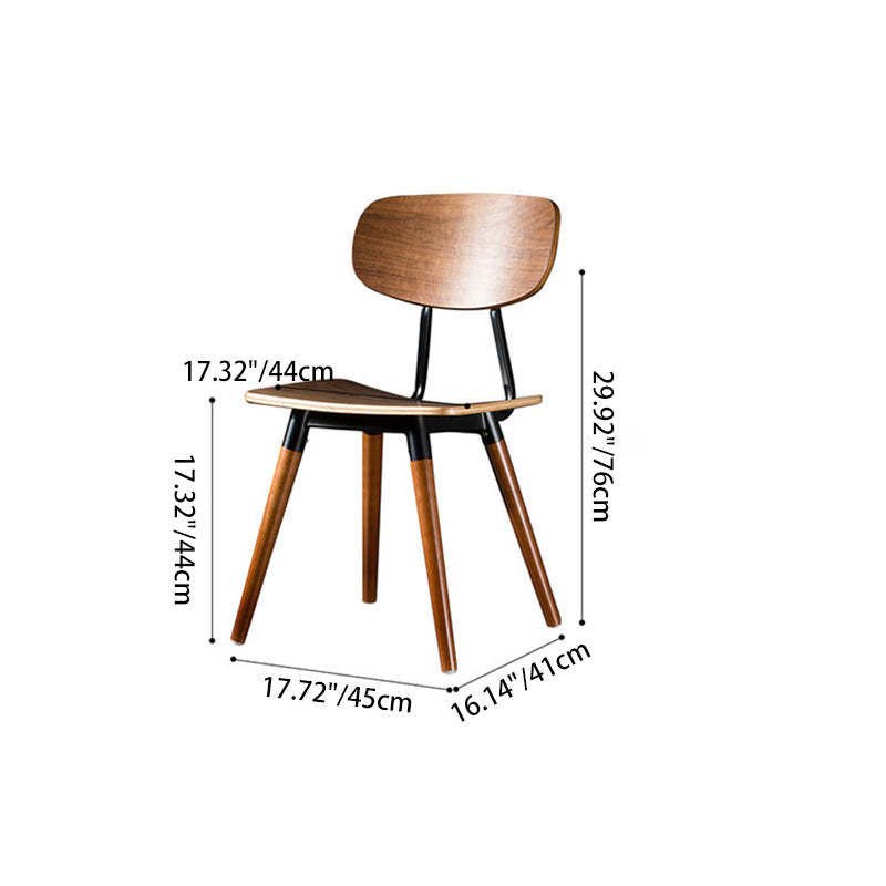 Scandinavian Square Wood Iron Chair — Walnut + Black