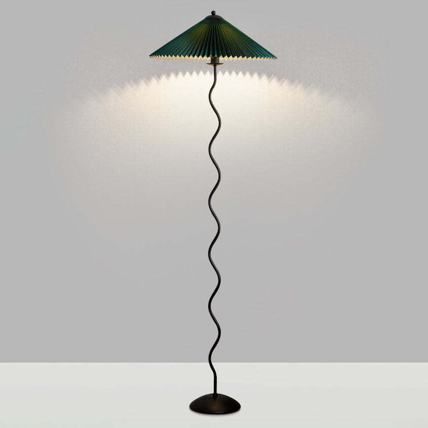 Vintage Pleated Fabric Floor Lamp — 3 Colors Changeable (Warm/Neutral/White) / Pale Yellow / 110V-120V For US/CA