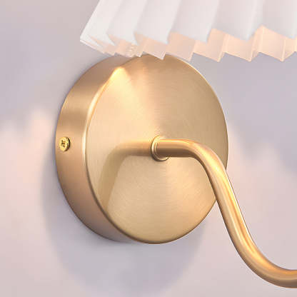 Vintage 1-Light Dimmable Metallic Pleated Fabric Sconce