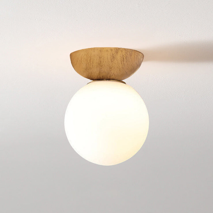 Lighom orb iron semi-flush mount light for living room — Walnut