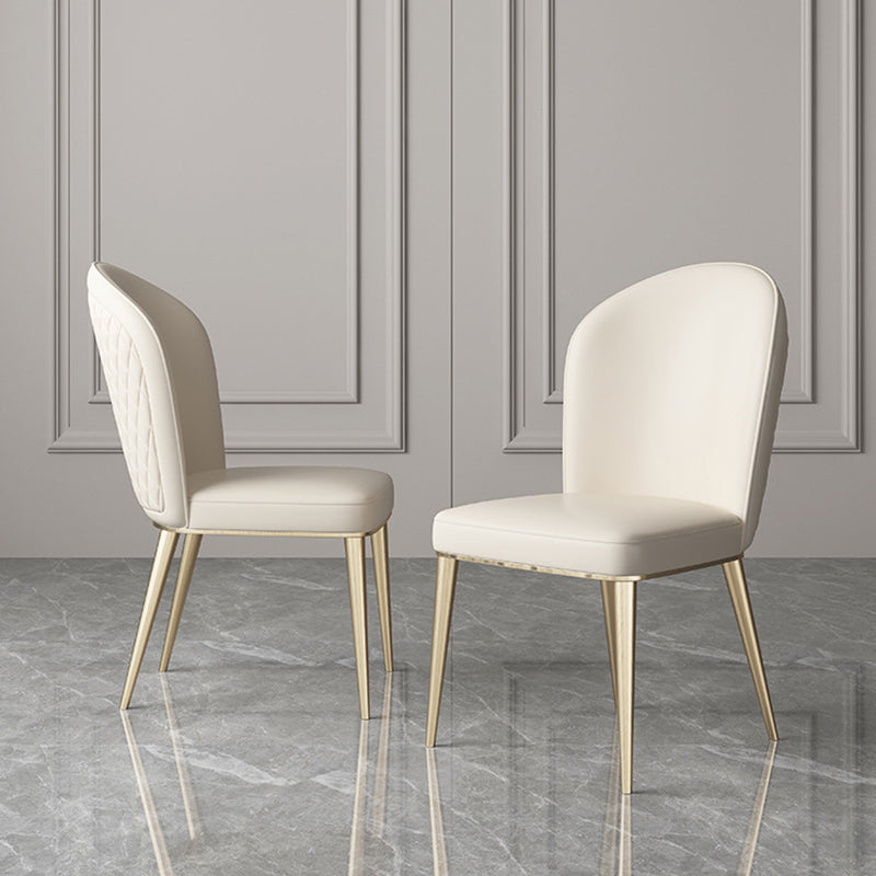 Nordic Curved Leather Tapered Leg Dining Chair