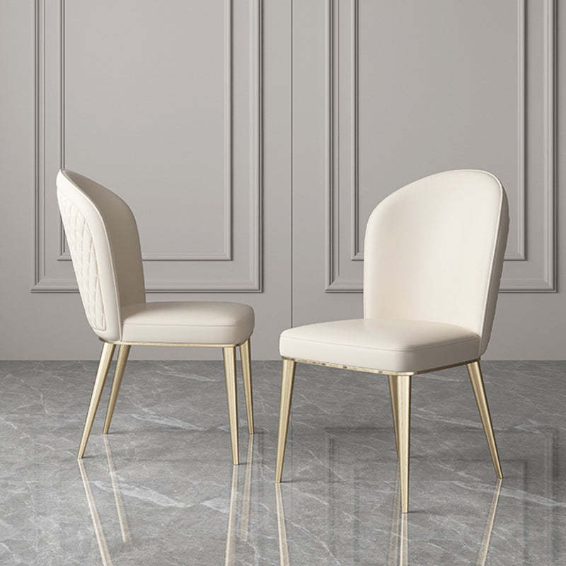 Nordic Curved Leather Tapered Leg Dining Chair