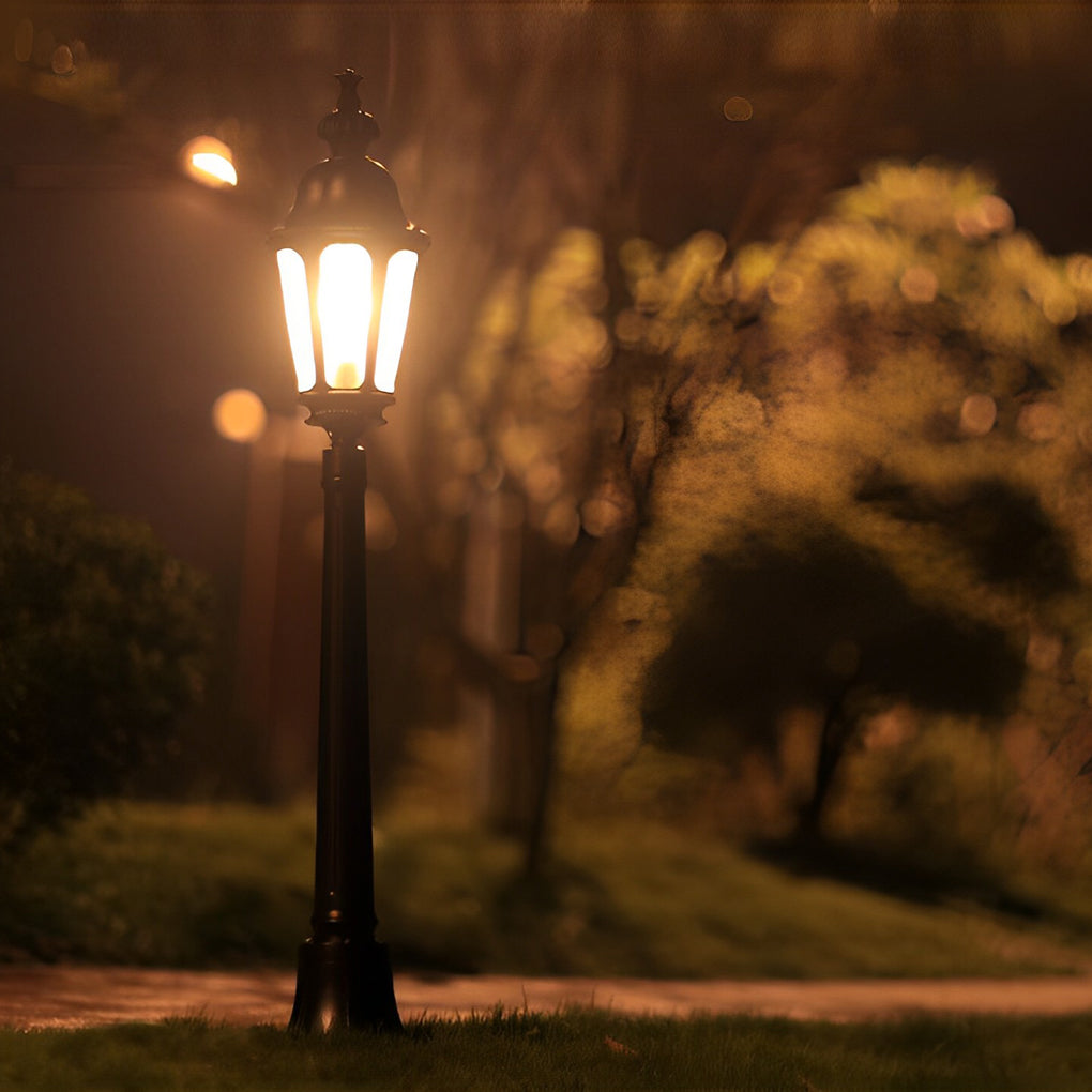 Elegant European-Style Black LED Outdoor Pathway Lamp Post-Lighom