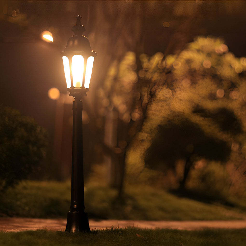 Elegant European-Style Black LED Outdoor Pathway Lamp Post-Lighom