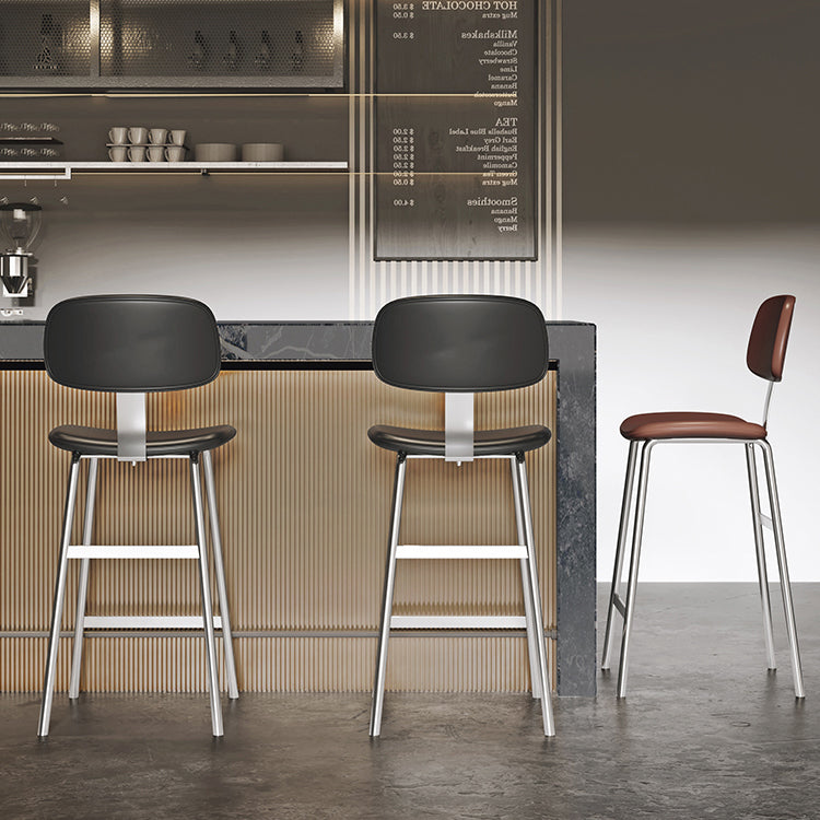 Industrial Curved PU Leather Iron Bar Stool