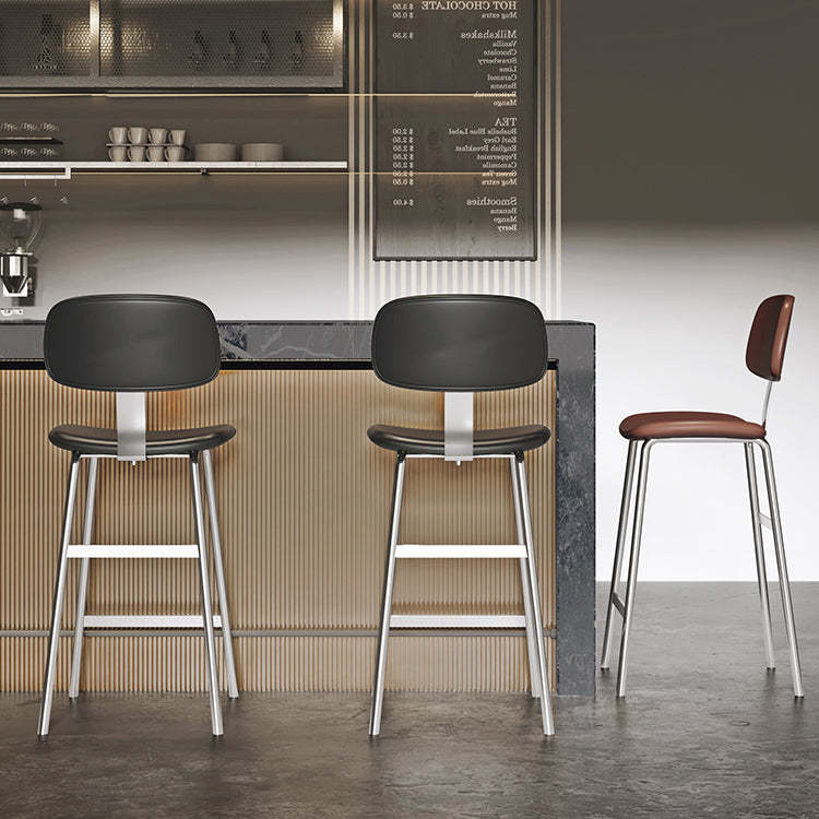 Industrial Curved PU Leather Iron Bar Stool
