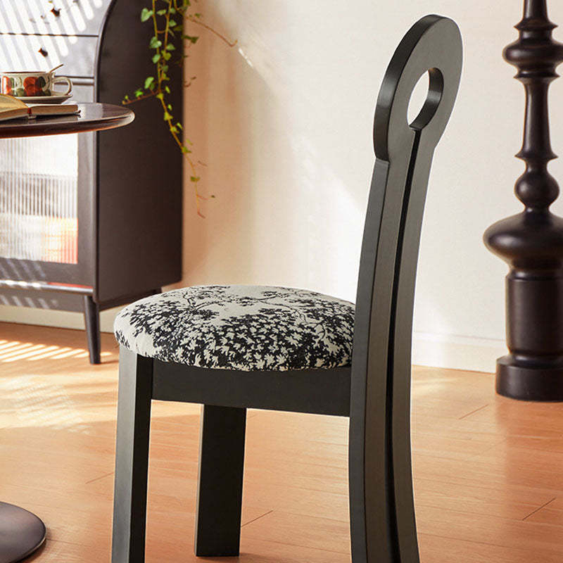 Vintage Round Fabric Wood Dining Chair