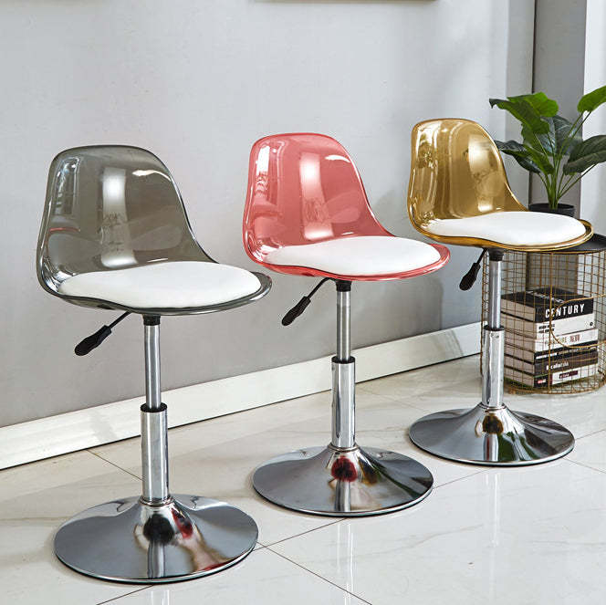 Minimalist Cylinder Base Metal PET Bar Stool — Gray