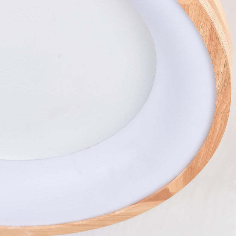 Nordic Minimalist Wood Round LED Flush Mount Light