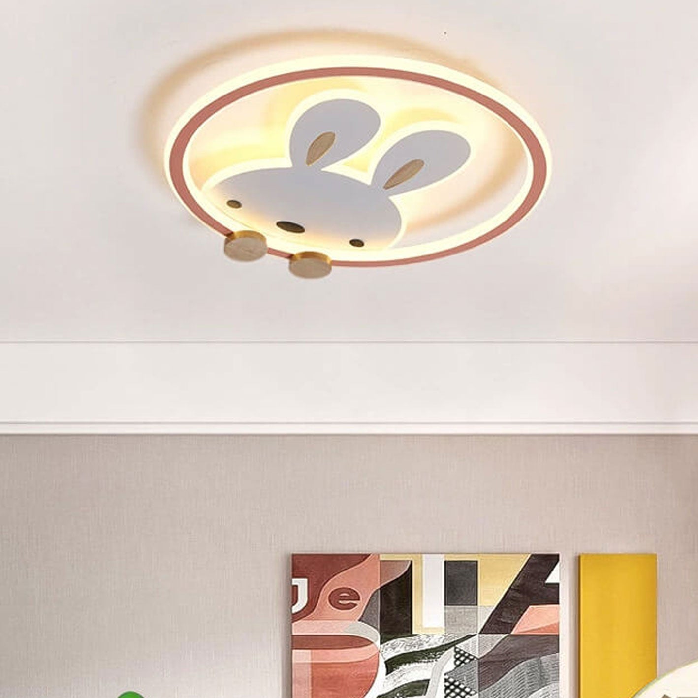 Modern Cartoon Rabbit LED Flush Mount Light