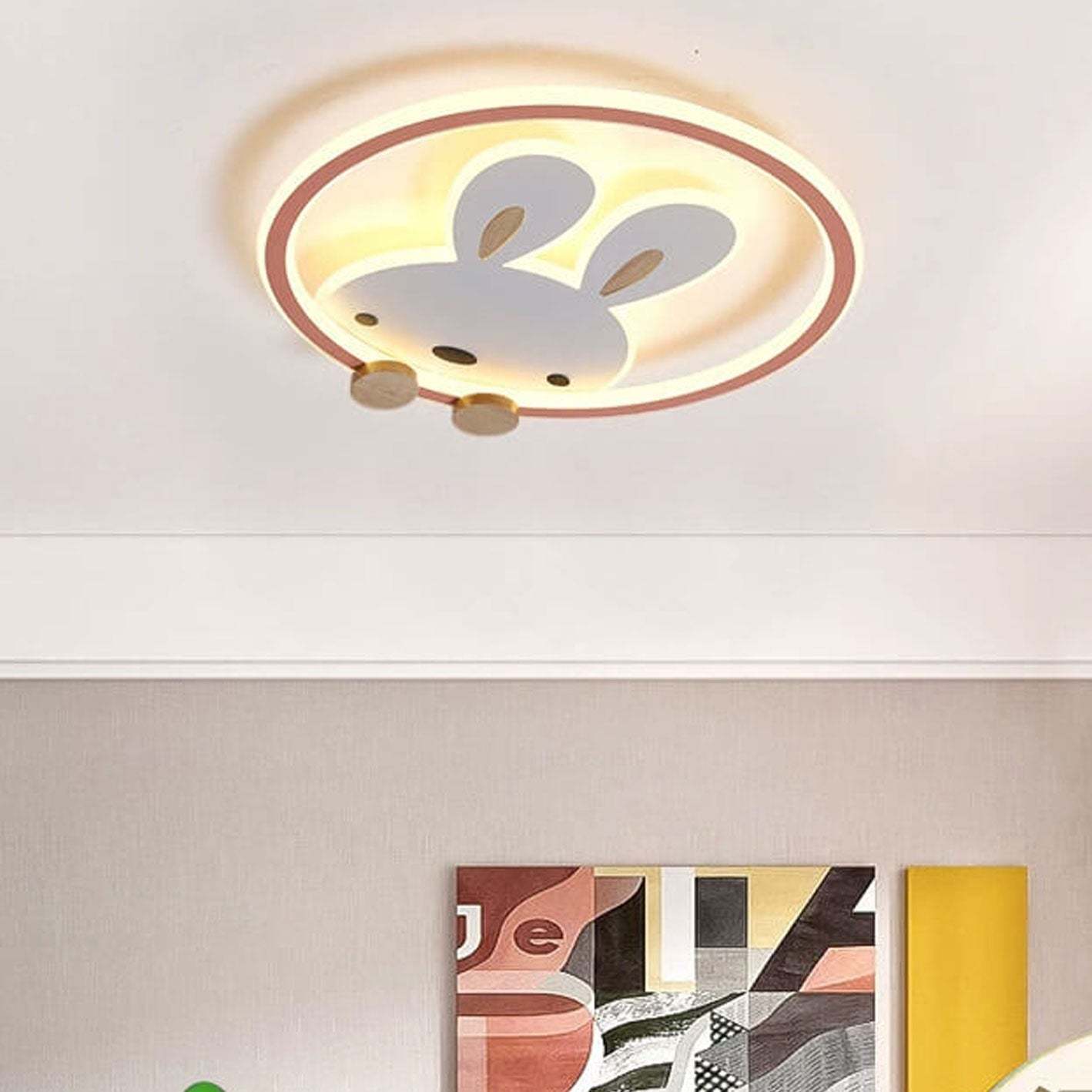 Modern Cartoon Rabbit LED Flush Mount Light