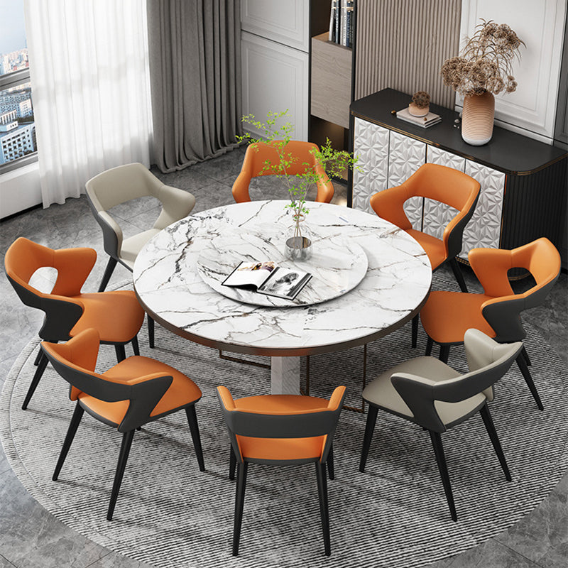 Scandinavian Leather Fabric Wing Dining Chair