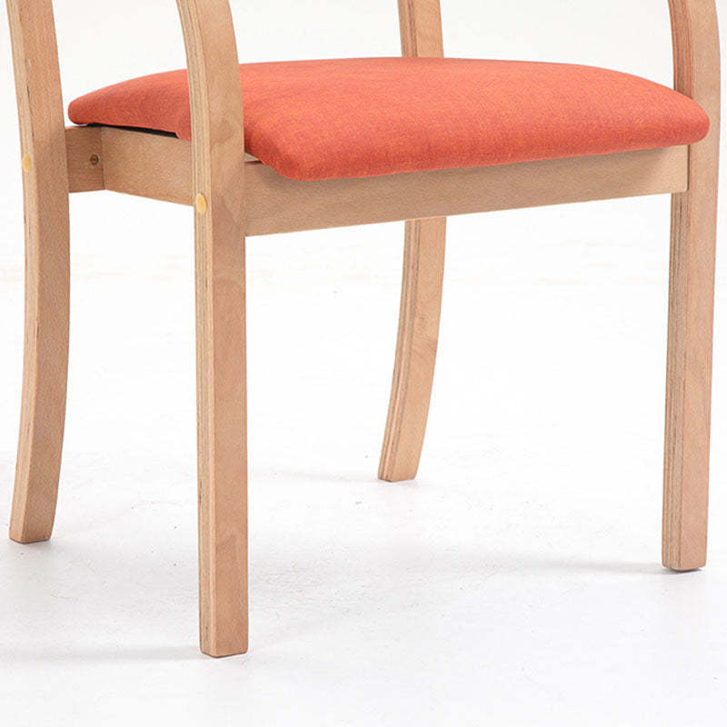 Modern Fabric Wood Curved Dining Chair