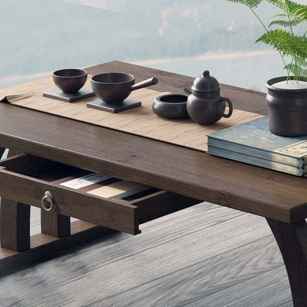 Japanese Curved Bamboo End Table