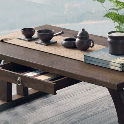 Japanese Curved Bamboo End Table