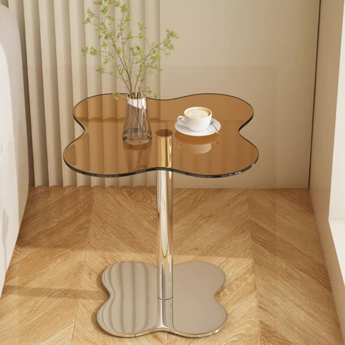 Minimalist Cylinder Petal Glass Coffee Table