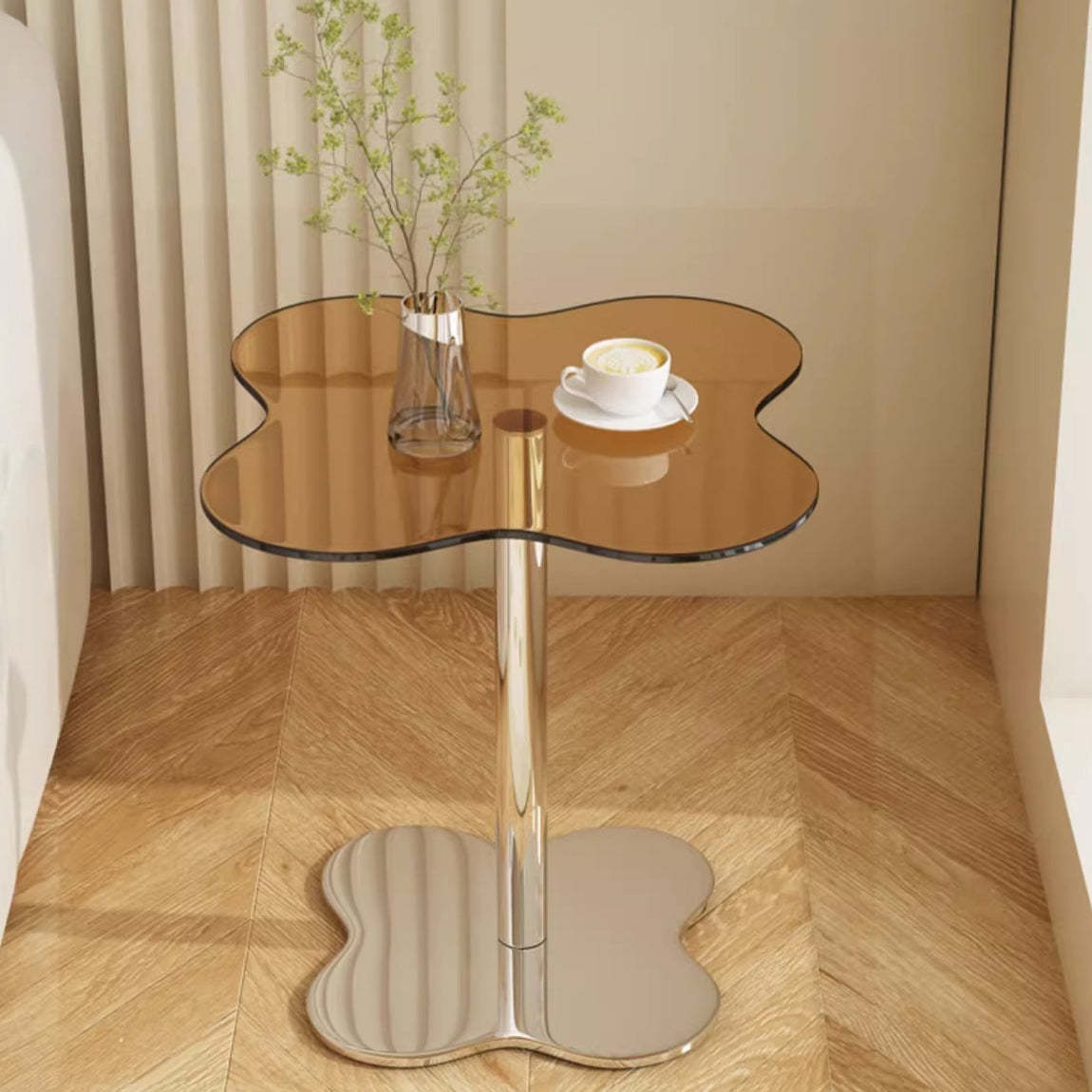 Minimalist Cylinder Petal Glass Coffee Table