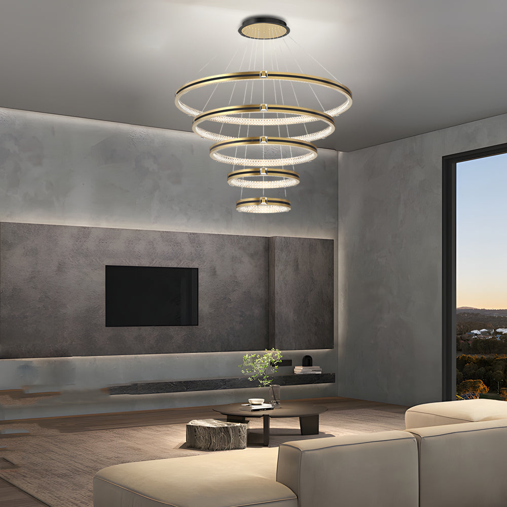 Circle Ring Dimmable Brushed Gold Modern Chandelier