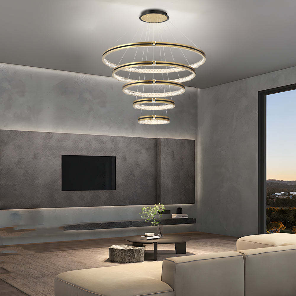 Circle Ring Dimmable Brushed Gold Modern Chandelier