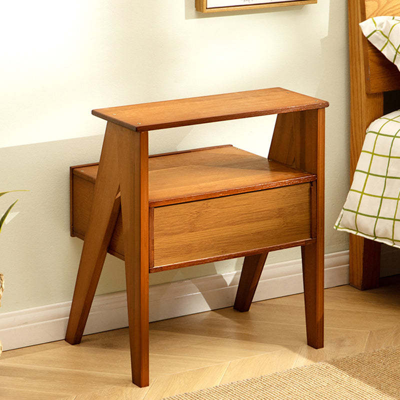 Contemporary Rectangular Wood 1-Drawer End Table