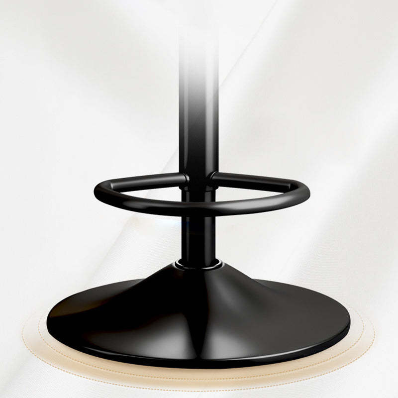 Contemporary Leather Swivel Bar Stool Height Adjustable — Orange Seat + Silver Base