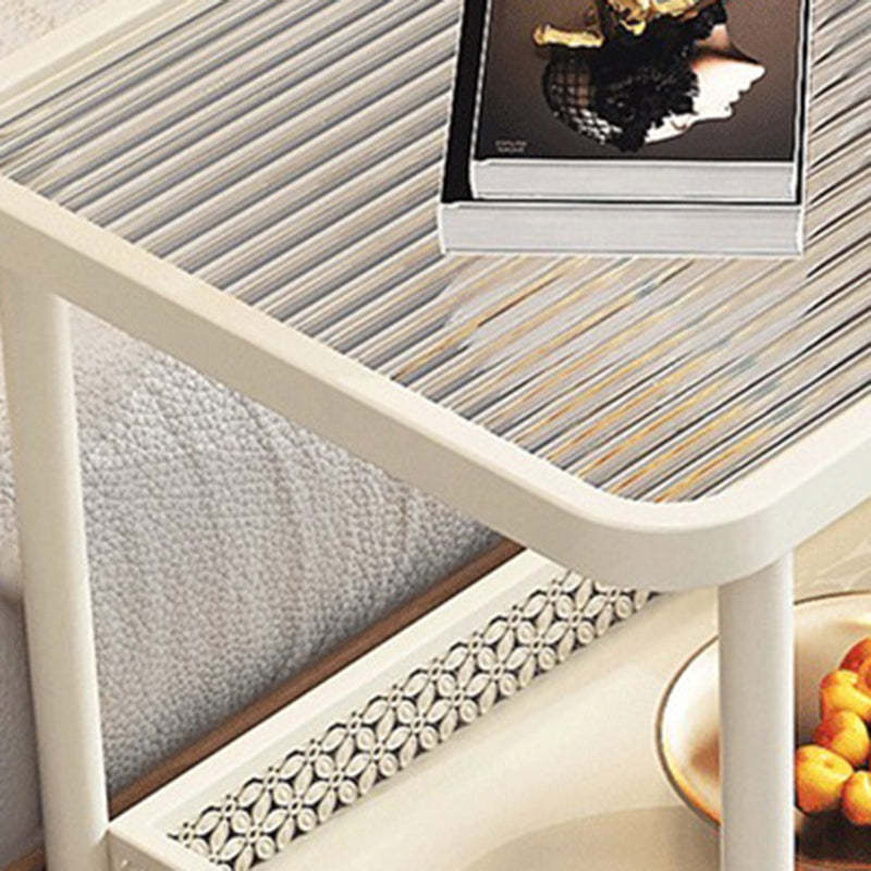 Minimalist Rectangular Glass Steel 2-Tier Coffee Table