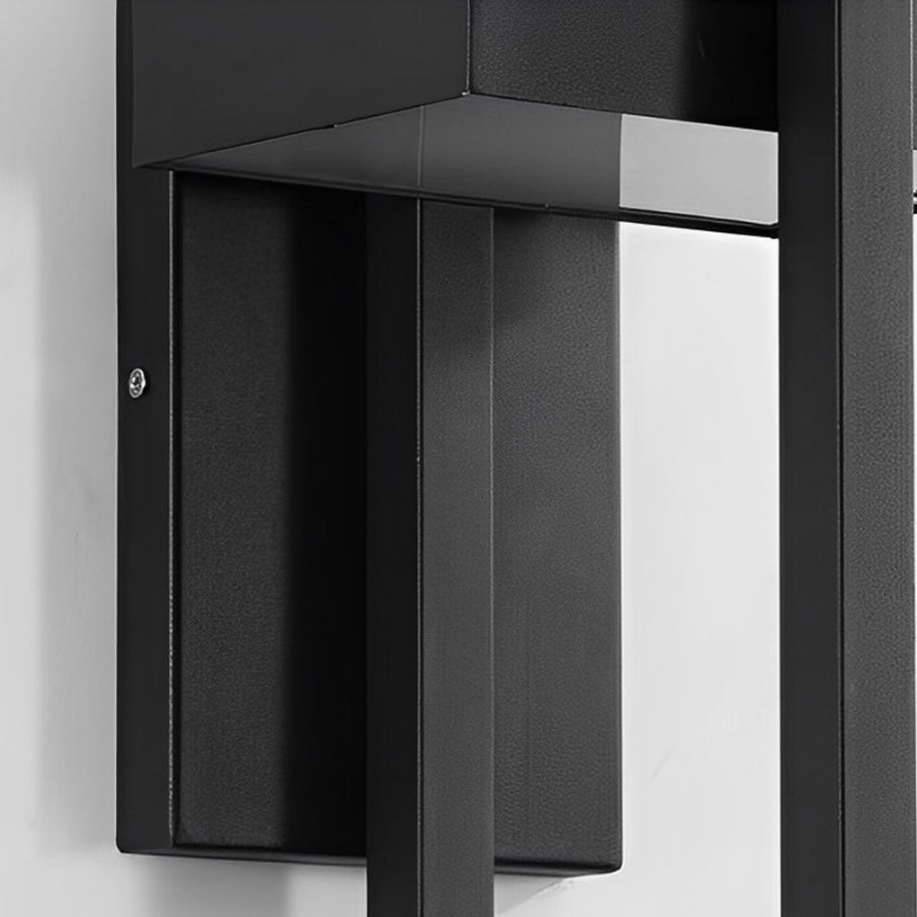 Rectangular Minimalist LED Waterproof Black Modern Outdoor Wall Lamp-Lighom