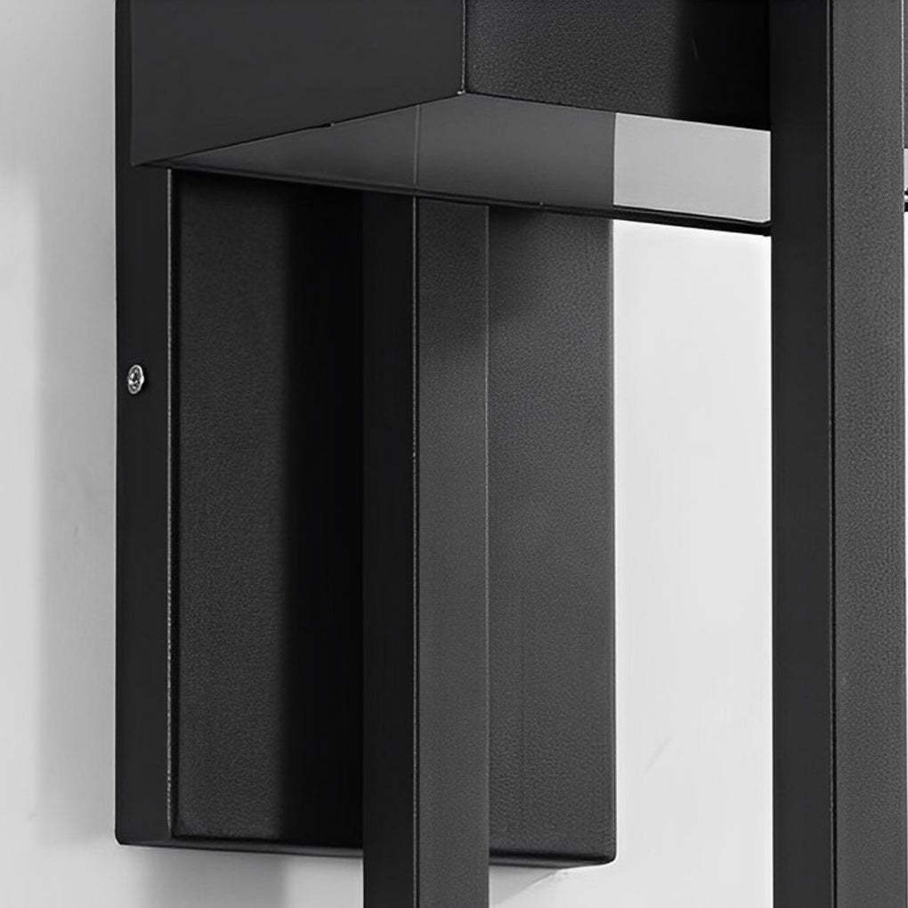 Rectangular Minimalist LED Waterproof Black Modern Outdoor Wall Lamp-Lighom