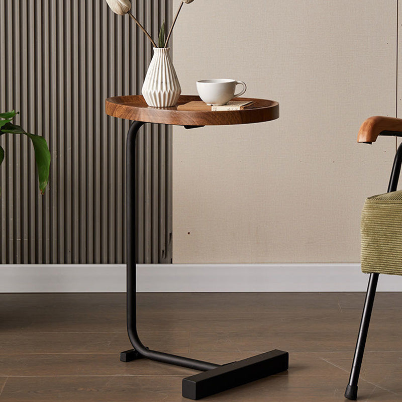 Minimalist Oval Engineered Wood Iron End Table
