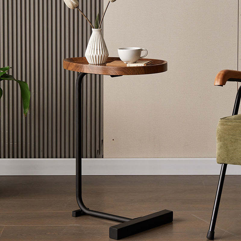 Minimalist Oval Engineered Wood Iron End Table