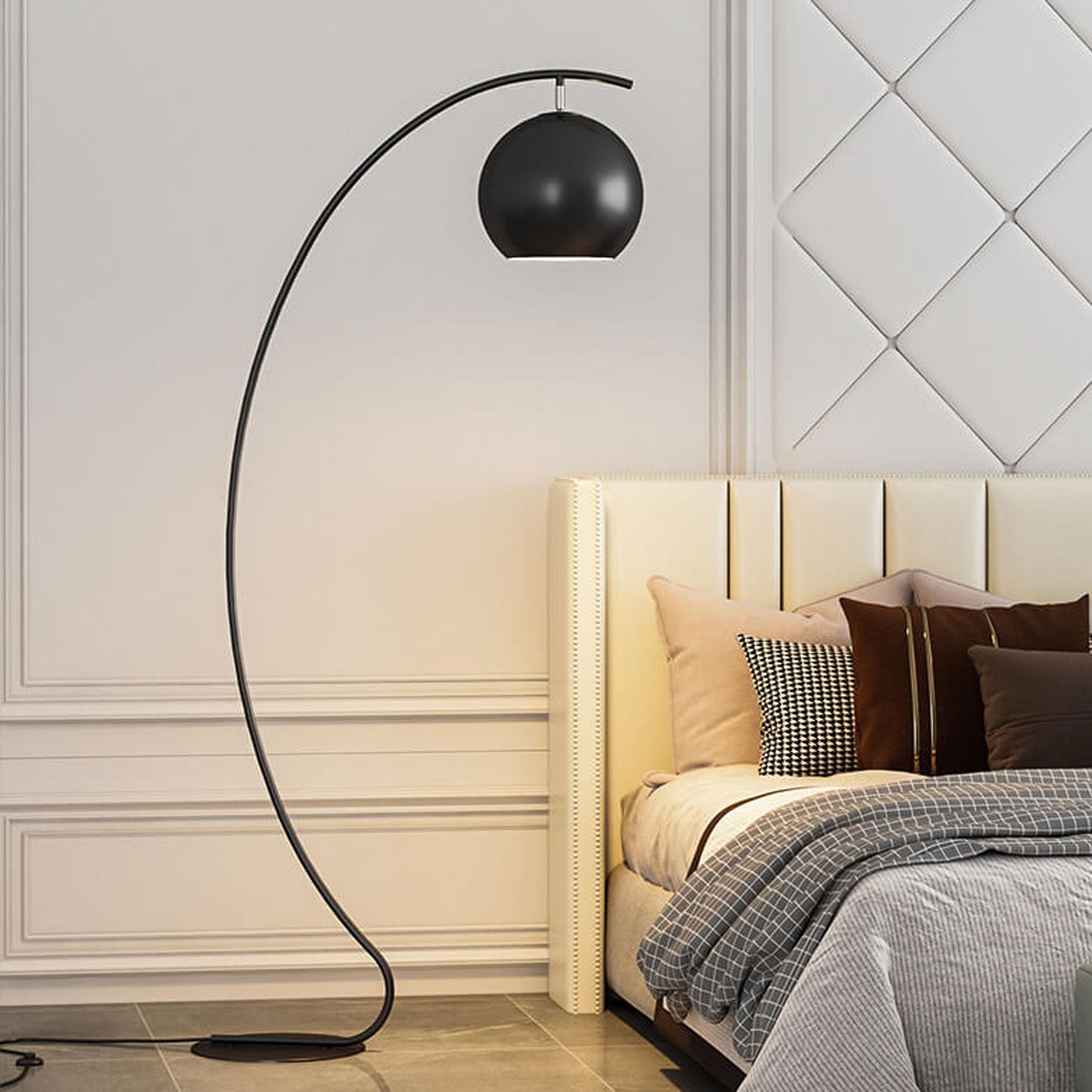 Nordic curved dome yellow floor lamps, Lighom — 220V-240V (UK/AU)