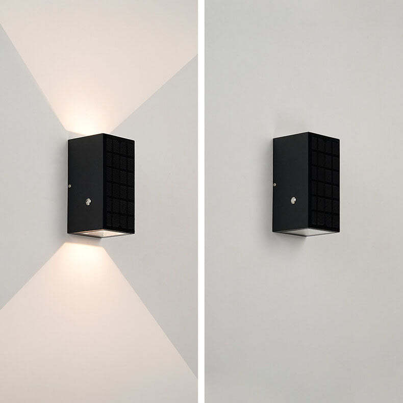 Modern Black Die-Cast Aluminum Solar Wall Light