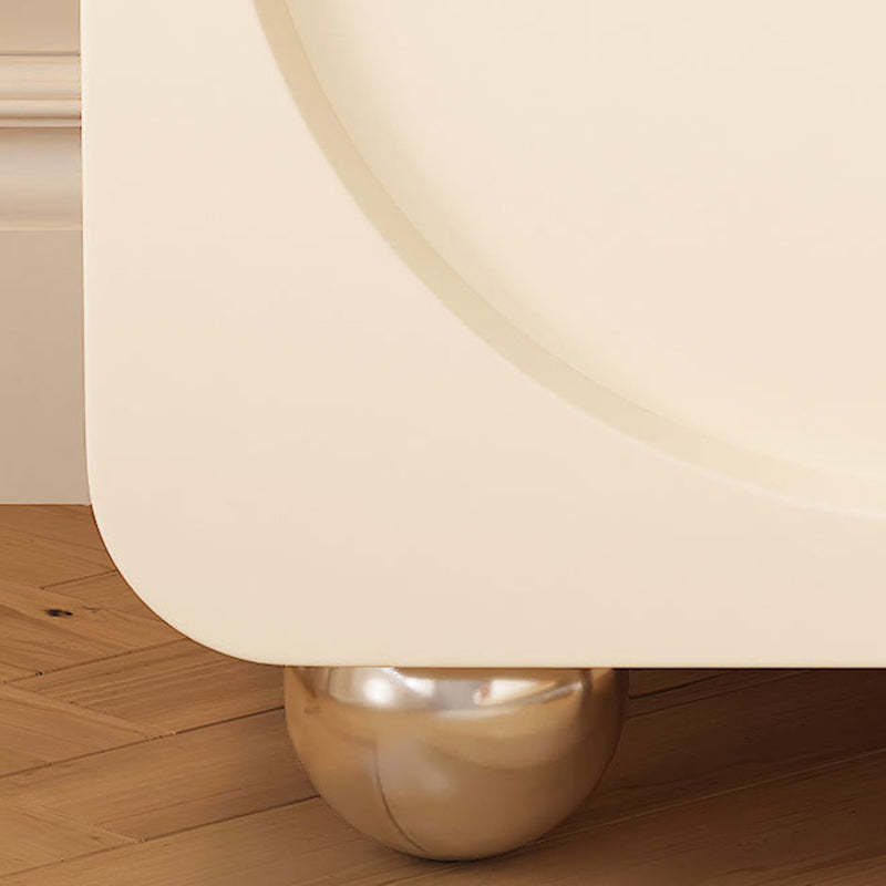 Minimalist Solid Wood Glass Square Nightstand 2-Drawer — White