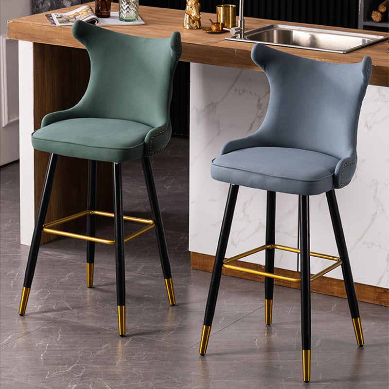 Contemporary Tufted Velvet Wingback Bar Stool