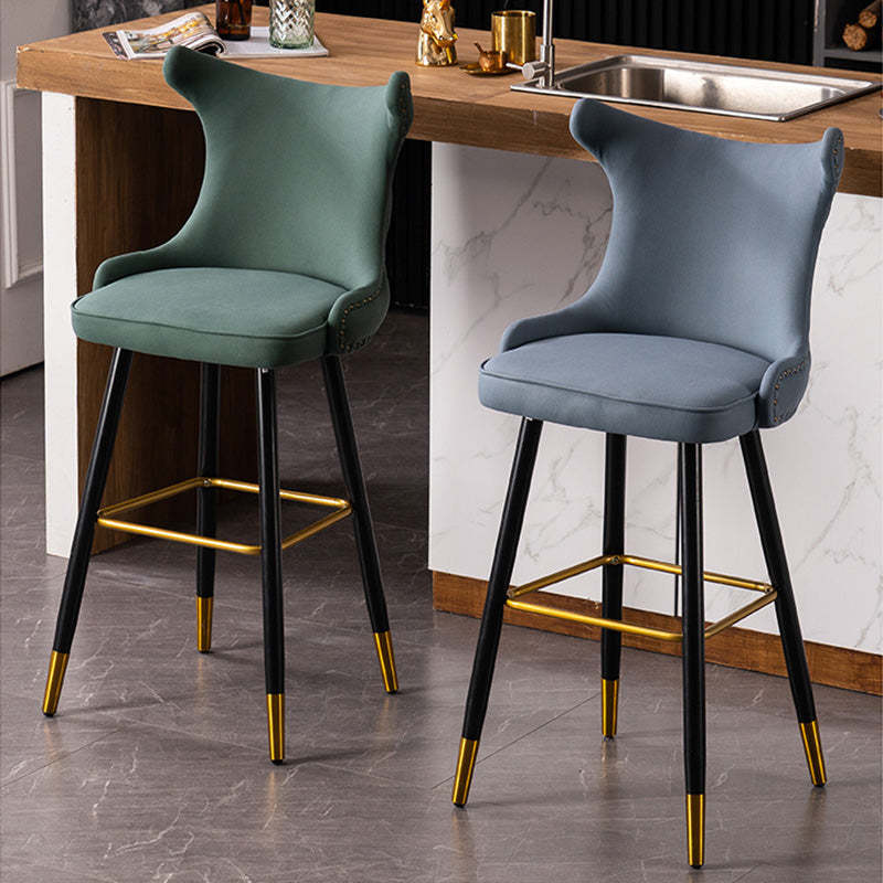 Contemporary Tufted Velvet Wingback Bar Stool