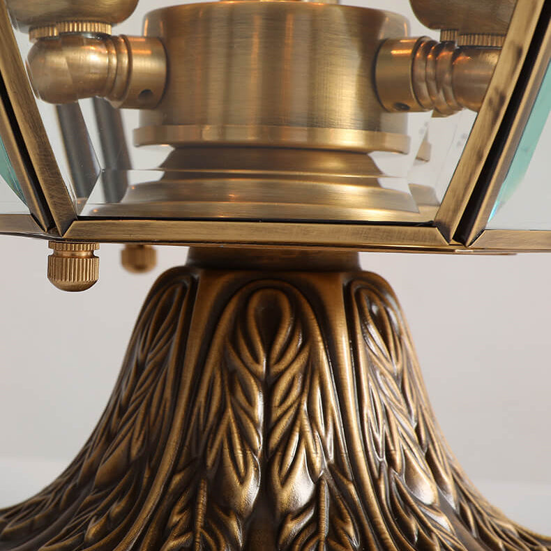 European Copper Clear Glass Lantern Post Landscape Light