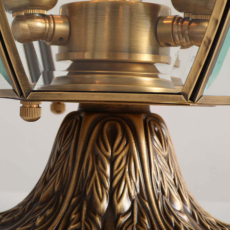 European Copper Clear Glass Lantern Post Landscape Light