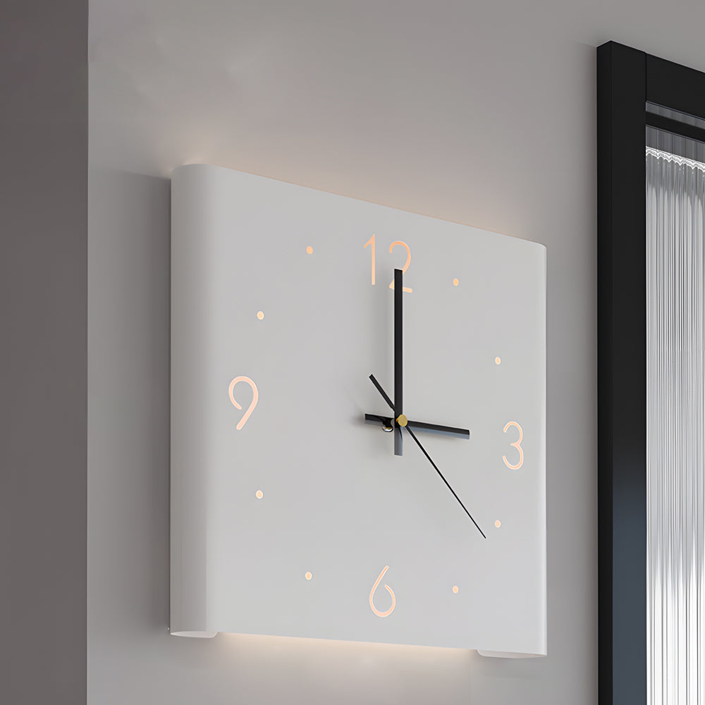 Square Metal Silent Backlit LED Corner Wall Clock Modern Wall Decor-Lighom