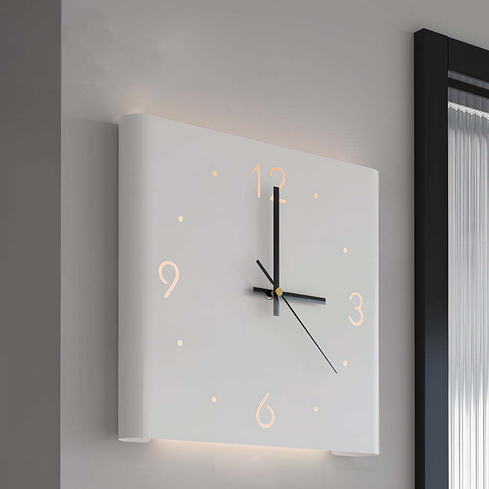 Square Metal Silent Backlit LED Corner Wall Clock Modern Wall Decor-Lighom