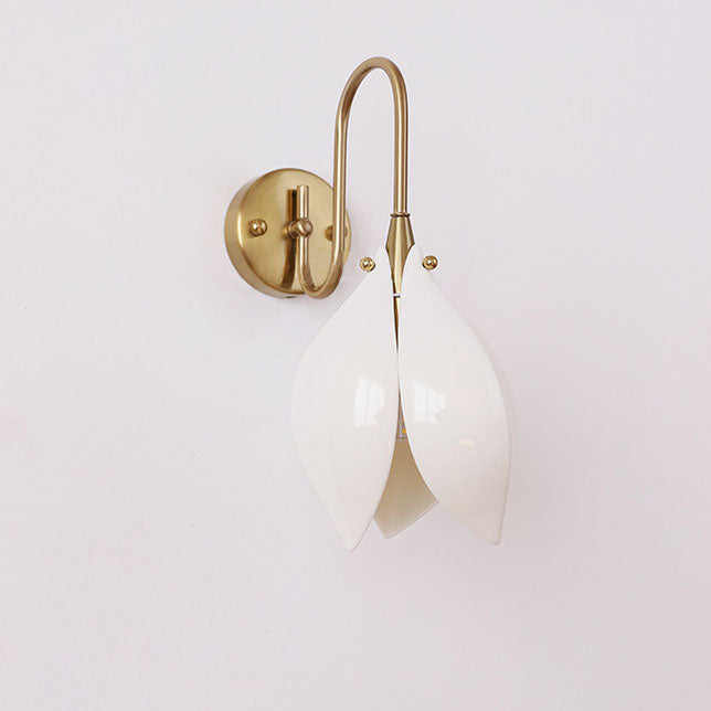 Retro Ceramic Magnolia Flower Iron Wall Sconce