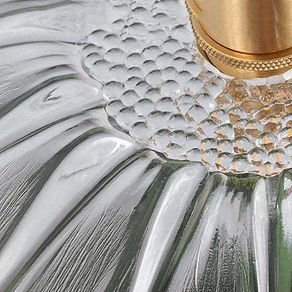 Nordic Vintage Clear Glass Flower Brass Pendant
