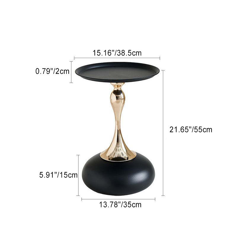Contemporary Circle Tray Iron End Table