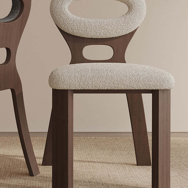 Nordic Oval Hollowed Lambswool Wood Dining Chair